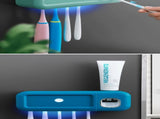 White Smart UV Sterilization Set, No-Drilling Wall-Mounted Organizer & Electric V1221-WALL-MOUNTED-UV-TOOTHBRUSH-SANITIZER