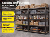 Giantz 2-Rack Garage Shelving 1.6X0.8m MDF Warehouse Shelves Storage Rack Black WR-E-8X16-BKX2