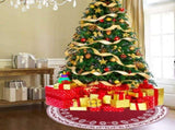 Festival Tree Skirt Knitted Tree Skirt Apron Snowflake Deer for Gift Holidays 90cm V1294-YM0901-10292252