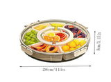 Divided Serving Tray, with Lid and Handle, Stackable Box Container for Fruits Candy Organizer, for V1369-AZ3-W-09777
