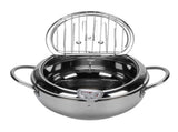 304 Stainless Steel Deep Fryer Pot Temperature Control Multifunctional Oil Saving Thickened with Lid V1294-YM0901-3118250006311