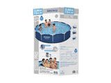 Bestway Swimming Pool 366x76cm Steel Frame Round Above Ground Pools w/ Filter Pump 6473L BW-POOL-366CM-56680
