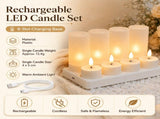 LED Rechargeable Flameless Candle Night Light Set USB Charging Decorative V888-ELOSUNG53484