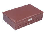Jewelry Storage Box Double Layer PU Leather Necklace Watches Organizer Container with Key V1294-YM0901-3117210140711
