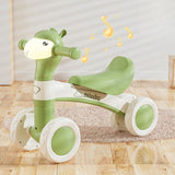 Cartoon Alpaca Kids 4-Wheel Balance Bike, Pedal-Free Toddler Scooter with Lights & Music for Ages V1265-AU-498-GREEN