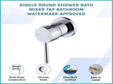 Single Round Shower Bath Mixer Tap Bathroom WATERMARK Approved V63-847921