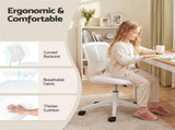 Artiss Ergonomic Office Chair Armless Study Chair Height Adjustable for Girls Boys Teens White OCHAIR-M-1006-WH