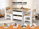 Keezi Kids Table and 2s Set Wooden Activity Table wit 2 Storage Drawers, Toddler Table and KTC-G-MS-NT
