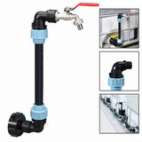 3/4 Inch Gooseneck IBC Tank Adaptor with Outlet Valve 3/4 Inch Gooseneck Coarse Thread 2 Way Brass V1369-AZ3-W-11450