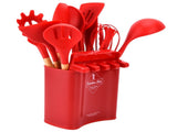 13Pcs Silicone Cooking Utensils Set Non Stick Spatula Shovel Wooden Handle Cooking Tools Set Kitchen V1294-YM0523-3118210305811