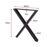 X-Shaped Table Bench Desk Legs Retro Industrial Design Fully Welded - Black V63-834831