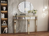 Heavy Duty Glossy Mirrored Makeup Vanity Table Semi-Circle Narrow Console Table V767-CJ-Z117