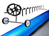 Aquabuddy Pool Cover 6.5x3m 400 Micron Silver Swimming Pool Solar Blanket 5.5m Roller PC-65X30-400-DX-BL-ROLLER