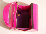 Women'S Evening Clutch Patent Leather Handbag Shiny Hand-Held Bag Hard-Shell - Sky Blue - Size V1347-DSZ-001-001-SKY-18-13-14