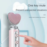 Pink Heart Microphone Set, Cardioid Noise Reduction, Real-time Monitoring One-Touch Mute, Handheld V1232-DRHT-002