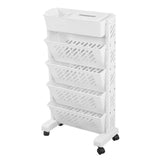 White Storage Organizer Shelf Removable Plastic Movable Bookshelf for Home Study Room 5 Layer V1294-YM0703-3112230036911
