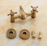Brass Bathtub Faucet with Antique Finish Wall-Mounted Hot & Cold Water Faucet for Bathroom and V1107-113-90729