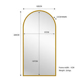 Gold Metal Arch Mirror - X Large 100cm x 200cm V292-M-METAR-XL-GOLD