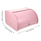 Solid Iron Kitchen Storage Bread Box with Rustproof Powder Coating in Pink V1192-AZ-W-29074