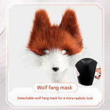 Grey Furry Animal Cosplay Half Suit Set - Fox Mask with Detachable Fangs, Faux Fur Paws and Wire V888-ELOSUNG56261-4