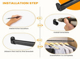18-75" Oval Closet for Hanging Clothes Adjustable Closets Heavy Duty Black Poles Bar Closet V1107-127-10231-BLK4