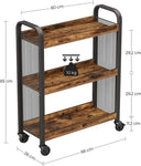 Rustic Brown Kitchen Trolley Rolling Cart with Steel Structure V178-64713