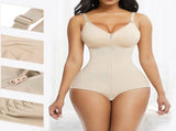 5XL Skin Color Women's Seamless Body-Shaping Onesie with Zipper - Abdomen Slimming and Hip Lifting V888-ELOSUNG28478