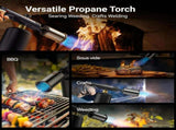 High-Temperature Propane Torch with Adjustable Flame, Instant Ignition & Safety Lock for BBQ, V1107-CS-GWBWPQ