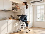 3 Step Ladder, Folding Step Stool with Wide Anti-Slip Pedal and Comfort Handgrip, 150 kg Capacity V952-LHJBGTSB00002PVUB001V0