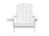 Gardeon Outdoor Chairs Folding Adirondack Beach Chair HDPE Sun Lounge Patio Furniture Garden White FF-BEACH-HEFD-WH