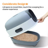 Large Capacity Enclosed Cat Litter Box with Hood and Scoop, Leak-Proof Design V767-P-ZM1674