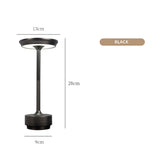 Black Elegant Aluminum Alloy Rechargeable LED Touch Lamp - 3-Color Dimmable Cordless Table Light V888-ELOSUNG27040