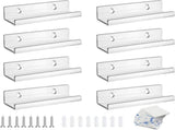 8-Pack Clear Acrylic Wall-Mount Record Display Shelves for Vinyl Albums, CDs and Photos V1188-MS-731-095