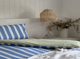 100% Cotton Duvet Quilt Cover Set w/ 2 Pillow Cases in Reversible Blue/Green/White Stripe - Queen V563-BLUSTRP_DVT-QUEEN