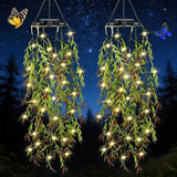 4Pack Solar Hanging Garden Lights, 66 LED Artificial Willow Leaf Solar String Lights Outdoor, V1107-112-45537-GRN-4PACK