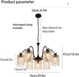 Crystal Chandelier Industrial Farmhouse, Black V178-34591