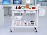 2 Tiers Lab Carts, Lab Utility Cart 2 Trays, 2 Drawers & 4 Silent Wheels, Mobile Medical Cart V952-SYSTCECKFBS4Q6WT7V0
