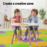 Keezi 3 Piece Kids Table and Chairs Set Activity Playing Study Children Desk FURNI-C-KTC-ROUND-WH