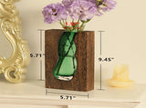 Vase with inlaid wood and glass - Rustic style wood and glass vase - Solid wood and glass vase V1259-DP01-BO-465
