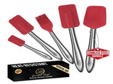 Gourmet Easy 5pcs Silicone Spatula Set, Heat Resistant with Stainless Steel Handle V1376-UTEN5RED
