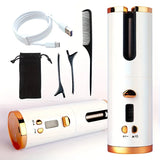 Gray gold Automatic Hair Curling Wand, Tangle-Free Design, Portable USB Charging Rotating Curling V1232-JFQ003