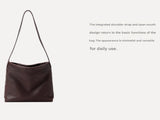 Black Minimalist Vintage-Style PU Leather Shoulder Bag Casual Commuter Tote V888-ELOSUNG33776