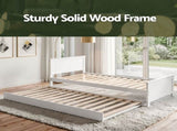 Artiss Single Bed Frame with Trundle Solid Wood Toddler Bunk Bed with Headboard White WBED-F-03S-107-AB