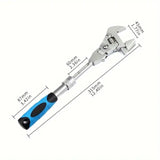 10-inch Telescoping Ratcheting Adjustable Wrench, 180-Degree Swivel Multi-Function Pipe Tool, V1232-WHYBS001