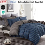 Ardor 250TC Oliver Stripes Cotton Sateen Quilt Cover Set King V442-INT-QUILTCS-250TCOLIVER-NAVY-KI