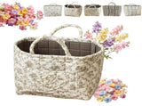 Car Storage Basket Organize, Floral Fabric Car Interior Storage Basket, Quilted Laundry Basket with V1366-AZ2-W-10781