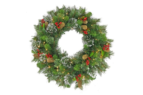 Christmas Wreath with Lights- 61cm Wintry Pine 112_NATWP61