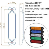4 pcs Red 12V-24V Front Side Marker 27 LED Trailer Truck, LED Rear Marker Trailer Parking Turn V1188-MS-227-1408