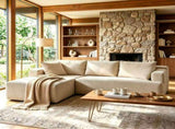Couch Modular Sectional 3 Seater Sofa L-Shaped Khaki81" Boneless Sofa Bed, Deep Seat and Side V1337-LS-BK02-K