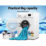 Devanti 8kg Front Load Washing Machine Quick Wash 24h Delay Start Automatic FWM-C-8KG-WH
